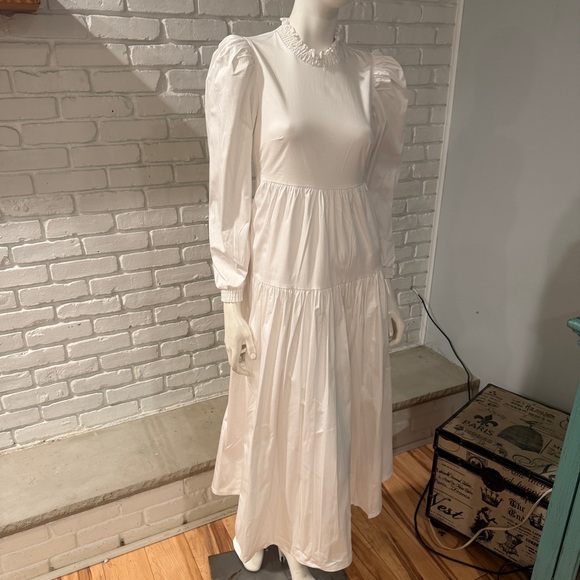 Danielle Bernstein White Boho Prairie Dress Sleeve Maxi Cottagecore Romantic - Picture 2 of 15